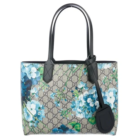 New Gucci GG Blooms Small Reversible Leather Tote Authentic!
